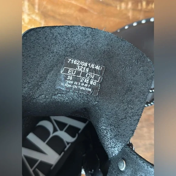 Zara Black Leather Combat Lace-Up Boots 7.5 - Picture 11 of 17